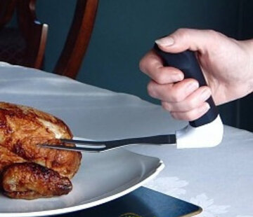 Vleesvork met gehoekt handvat