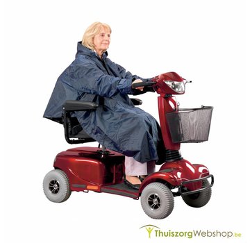 Blauwe scootmobielponcho met mouwen NML