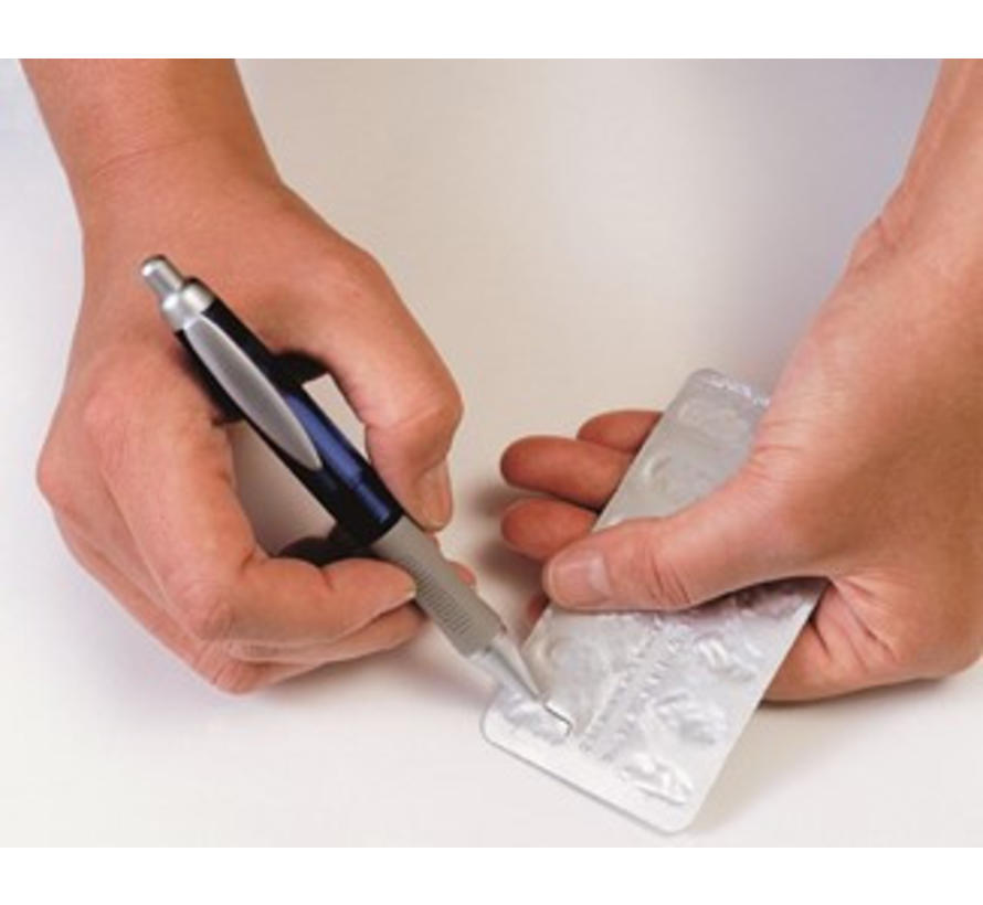 Pillenuitdrukker in de vorm van een pen