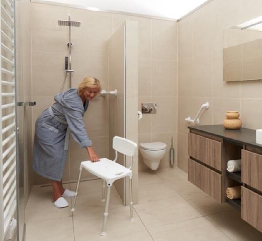 Aluminium douchestoel met kunststof zitting