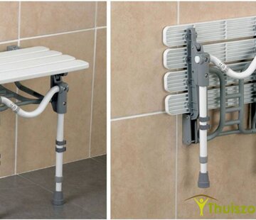 Douchezit met muurbevestiging en vloersteun