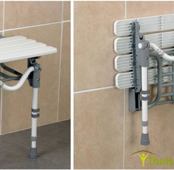 Douchezit met muurbevestiging en vloersteun