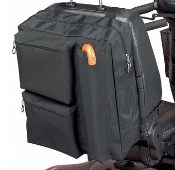 Opbergtas voor achter de scootmobiel met wandelstokzakje
