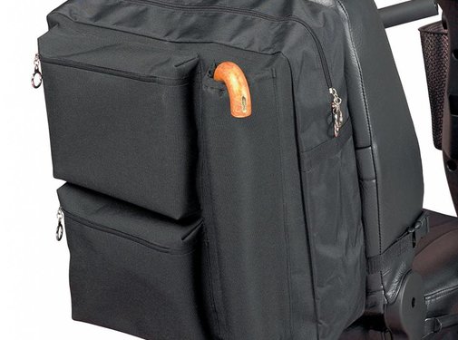 Opbergtas voor achter de scootmobiel met wandelstokzakje