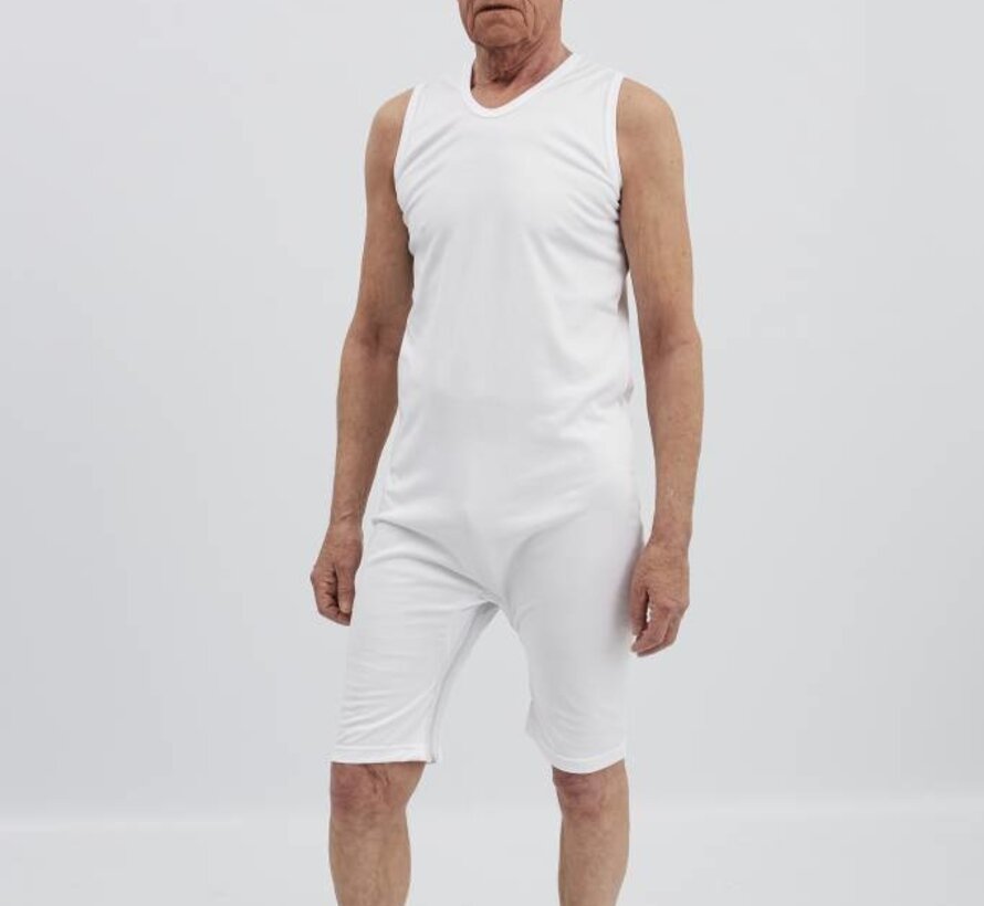 Witte body zonder mouwen met rits tussen de benen