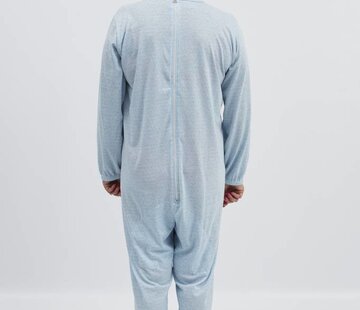 Blauwe pyjama met ritssluiting op de rug