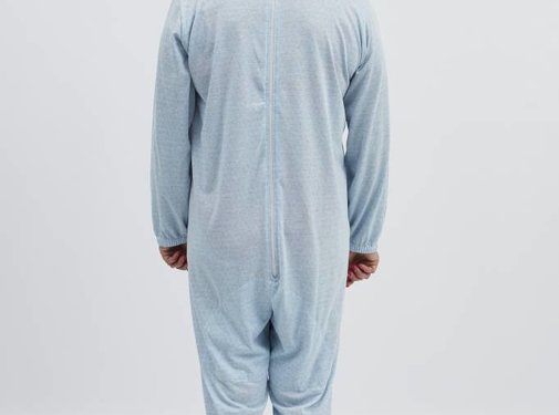 Blauwe pyjama met ritssluiting op de rug