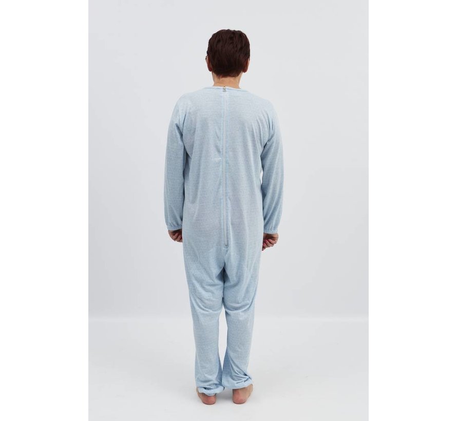 Blauwe pyjama met ritssluiting op de rug