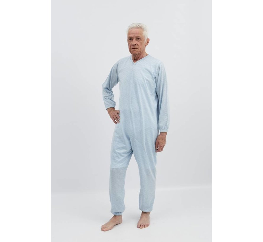 Blauwe pyjama met ritssluiting op de rug