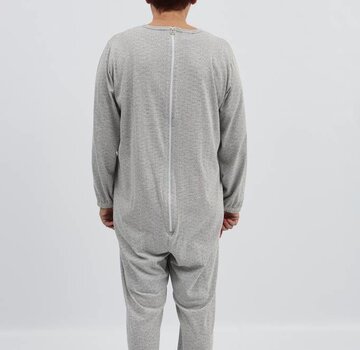 Grijze pyjama met ritssluiting op de rug