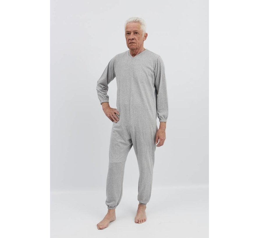 Grijze pyjama met ritssluiting op de rug