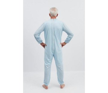 Blauwe winter pyjama met ritssluiting op de rug