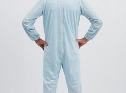 Blauwe winter pyjama met ritssluiting op de rug