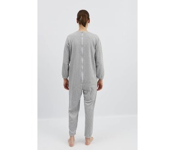 Grijze winter pyjama met ritssluiting op de rug
