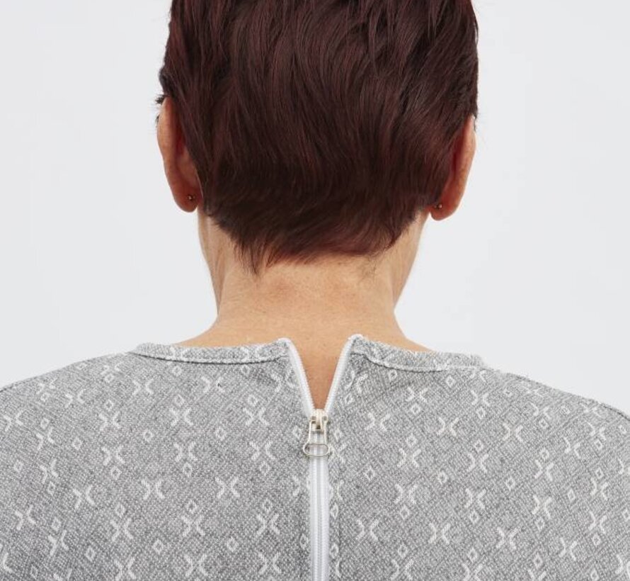 Grijze winter pyjama met ritssluiting op de rug