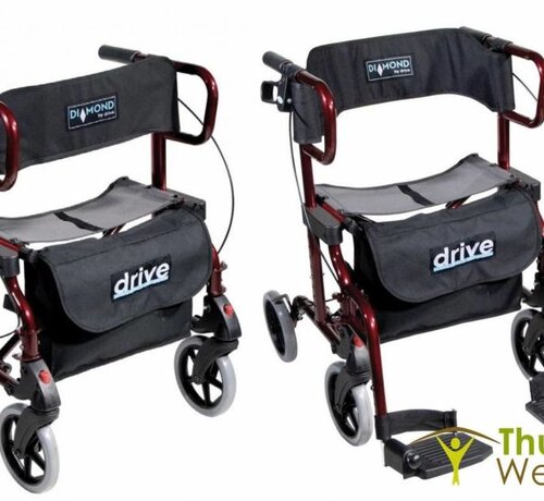 Plooibare rollator/rolstoel in rood