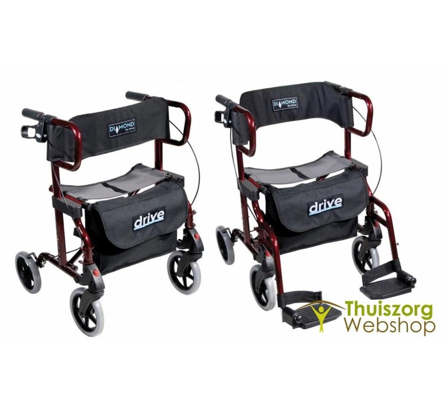 Plooibare rollator/rolstoel in rood