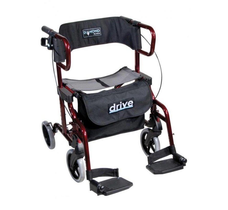 Plooibare rollator/rolstoel in rood