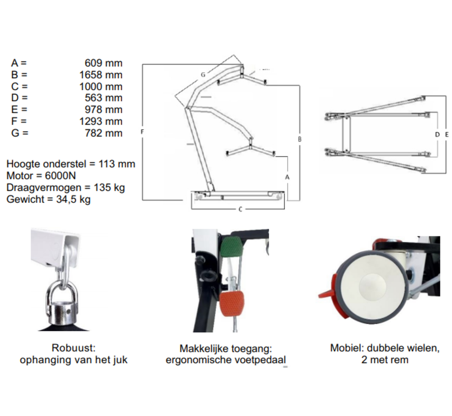 Eclipse compact passieve tillift met 2 puntsjuk