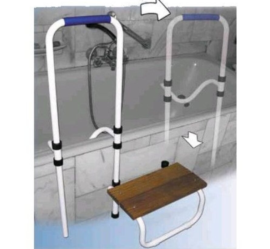 Opstap met verstelbare handgreep voor bad