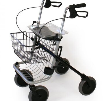 Plooibare rollator met 4 wielen met zitje in grijs