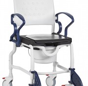 Hoogte verstelbare douche-/toiletstoel met zwenkbare en afneembare voetsteunen