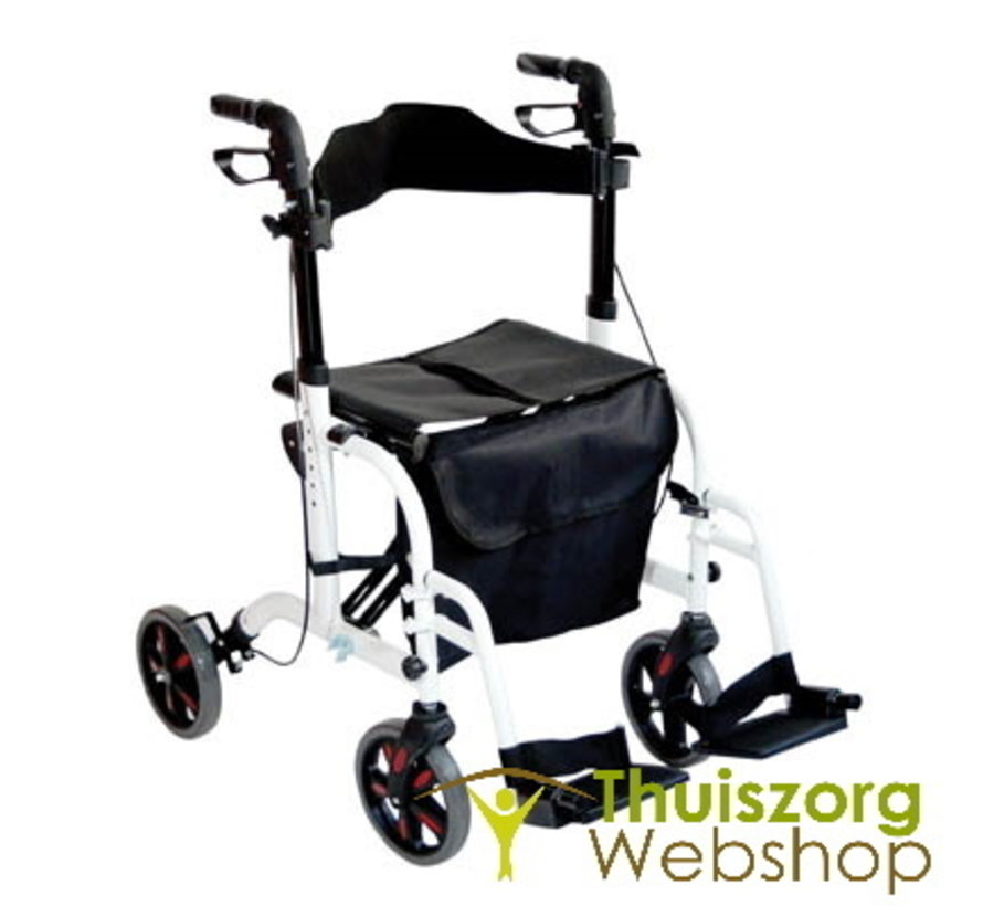 2 in 1 rollator en transportstoel