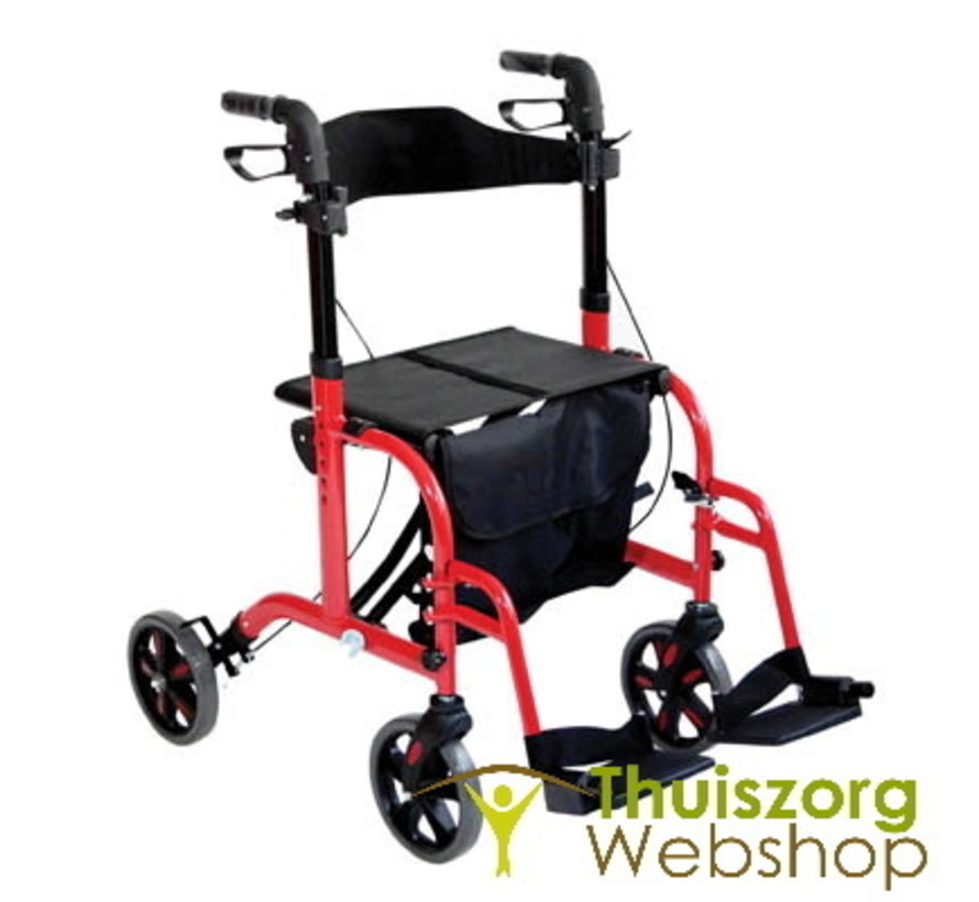 2 in 1 rollator en transportstoel