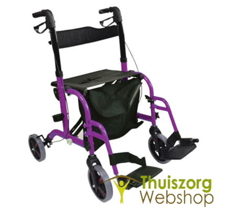 2 in 1 rollator en transportstoel