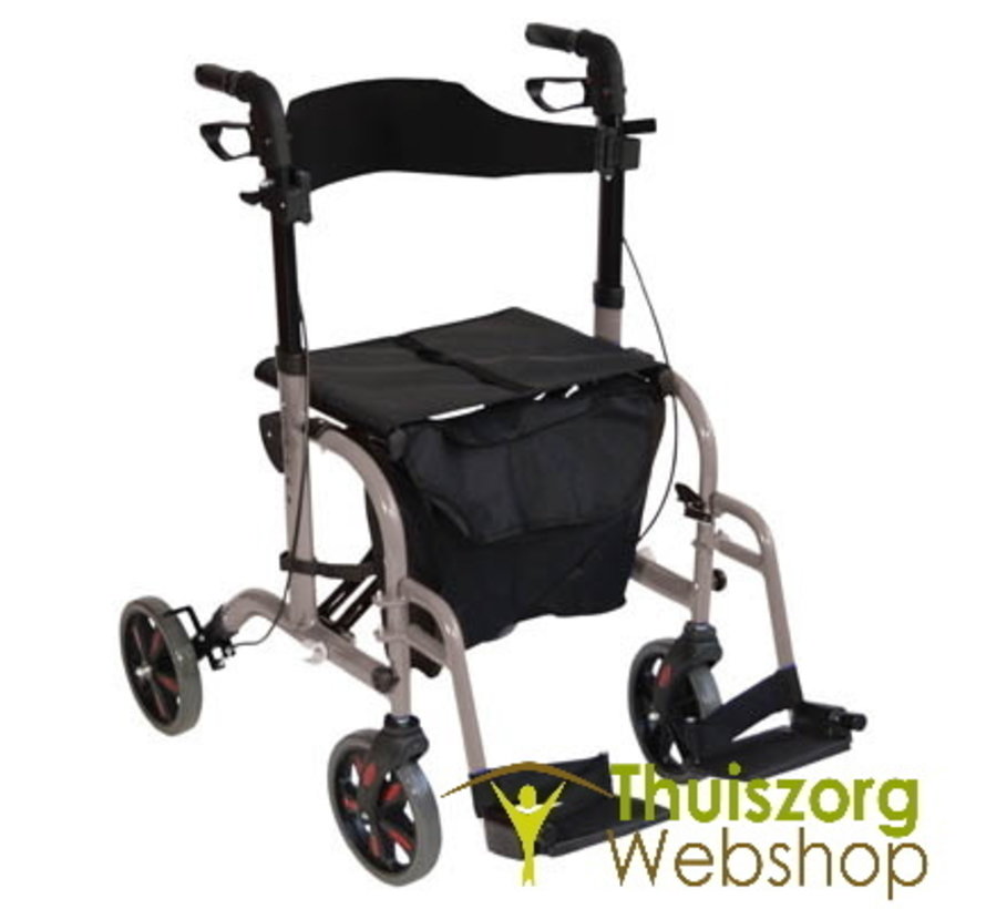 2 in 1 rollator en transportstoel