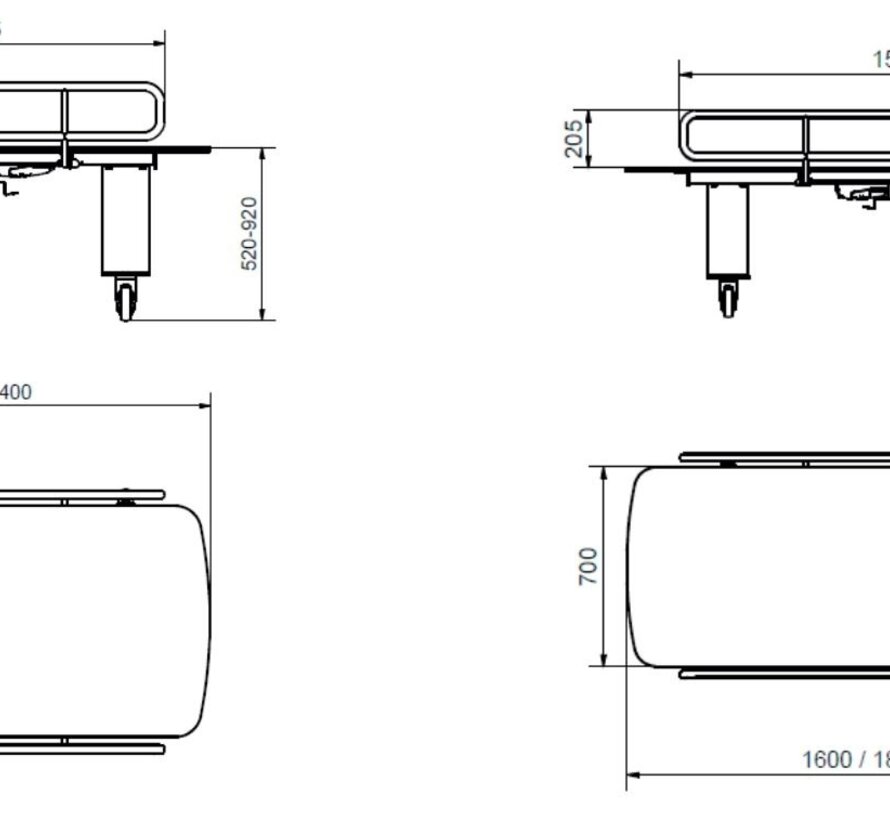Verzorgingstafel Ropox Mobilio, elektrisch hoogteverstelbaar