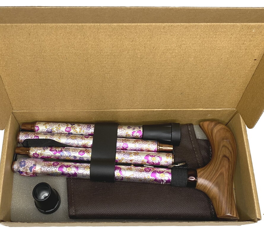Pluviose wandelstok Fantasie opvouwbaar met houten handvat
