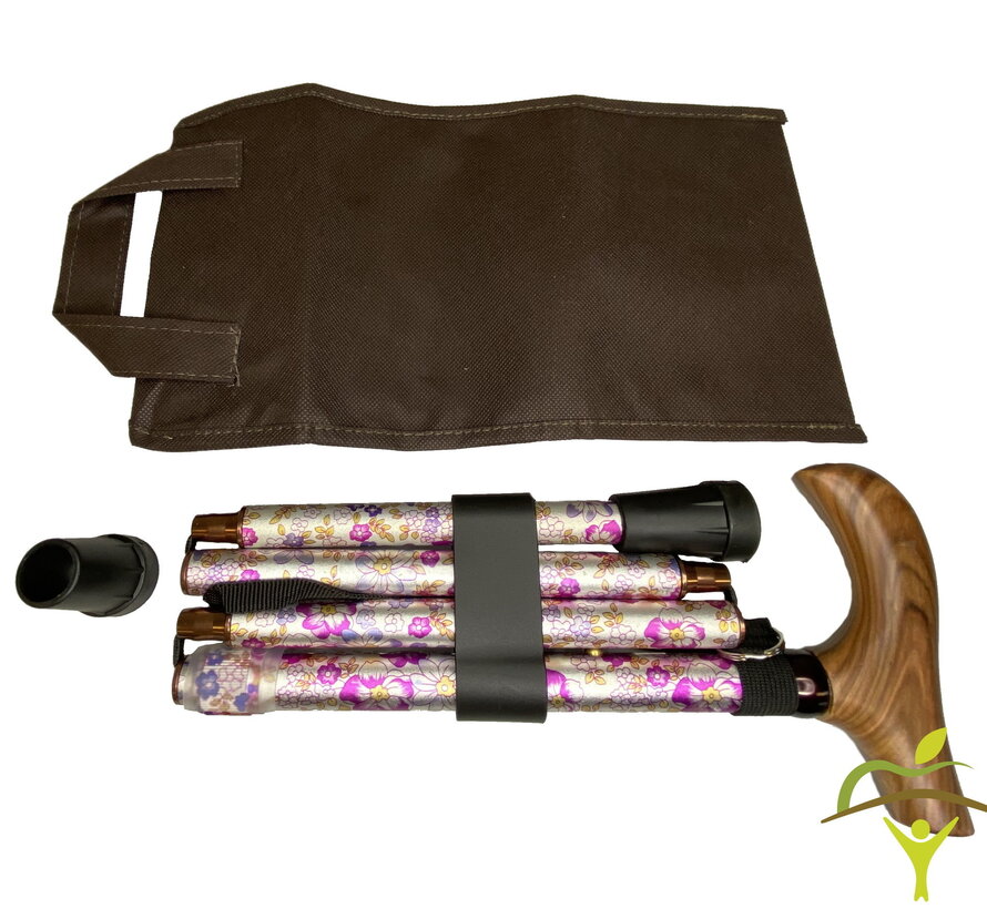 Pluviose wandelstok Fantasie opvouwbaar met houten handvat