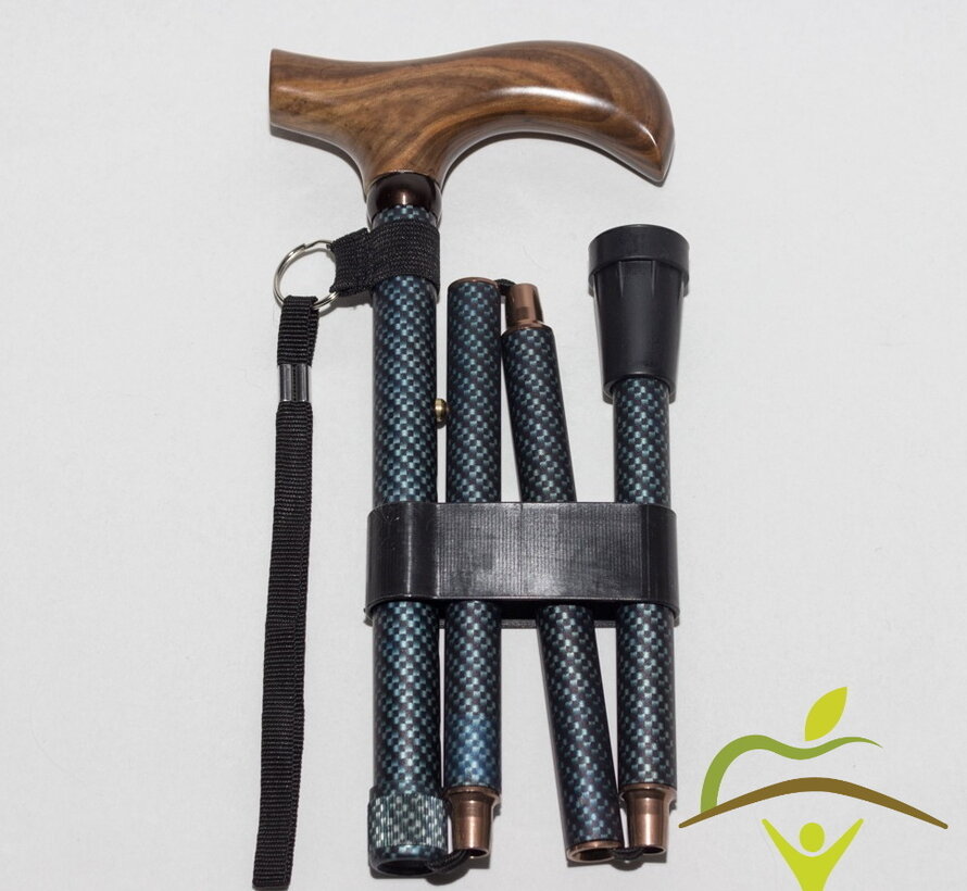 Pluviose wandelstok Fantasie opvouwbaar met houten handvat