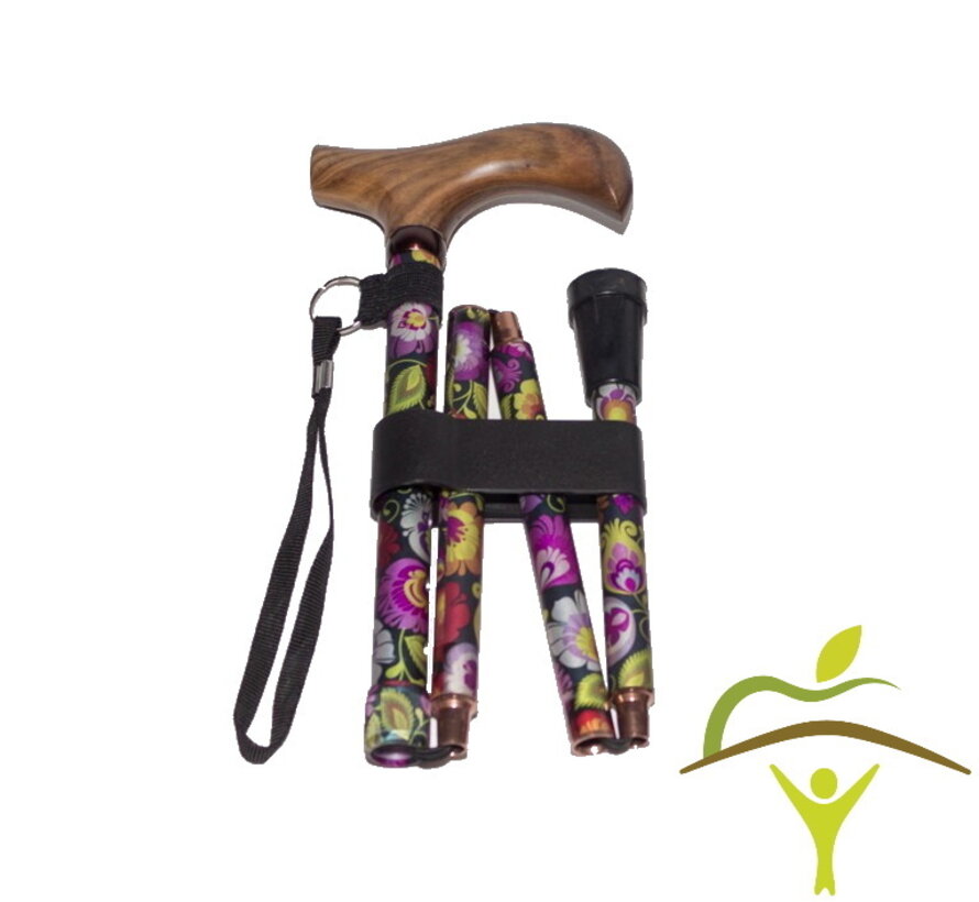 Pluviose wandelstok Fantasie opvouwbaar met houten handvat