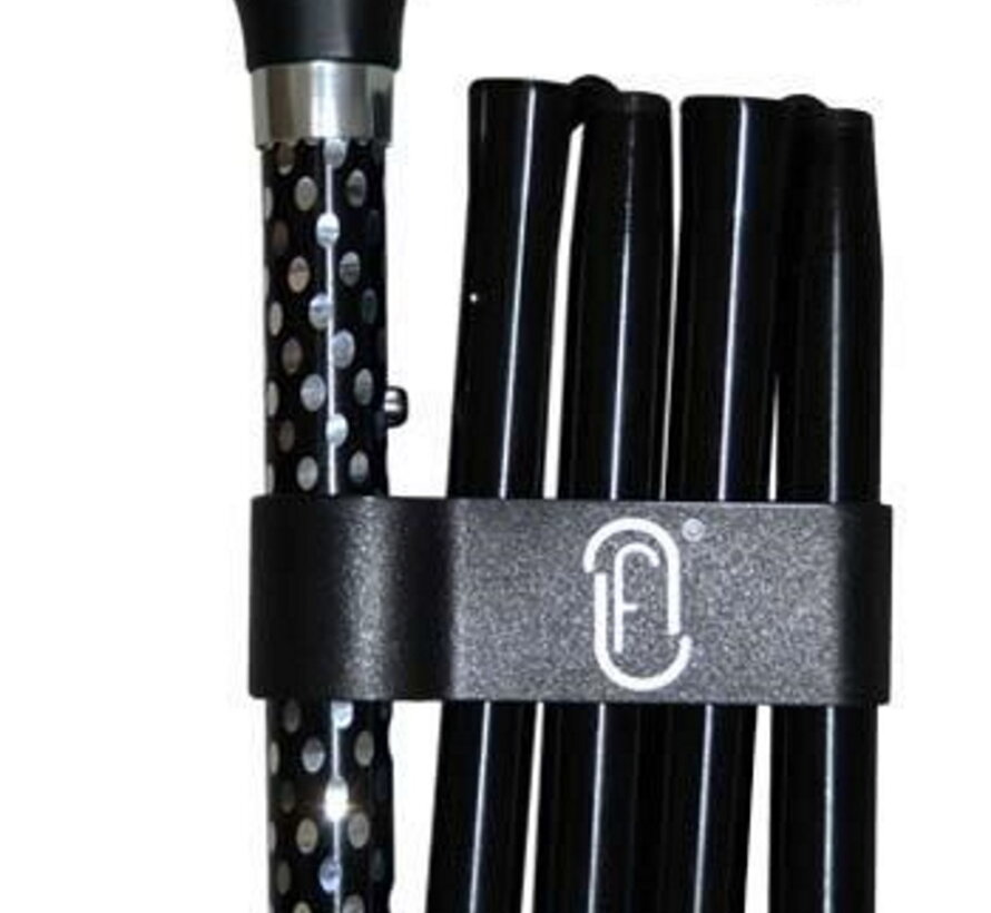 Finna wandelstok plooi- en verstelbaar, zwart houten handvat, speciale afwerking