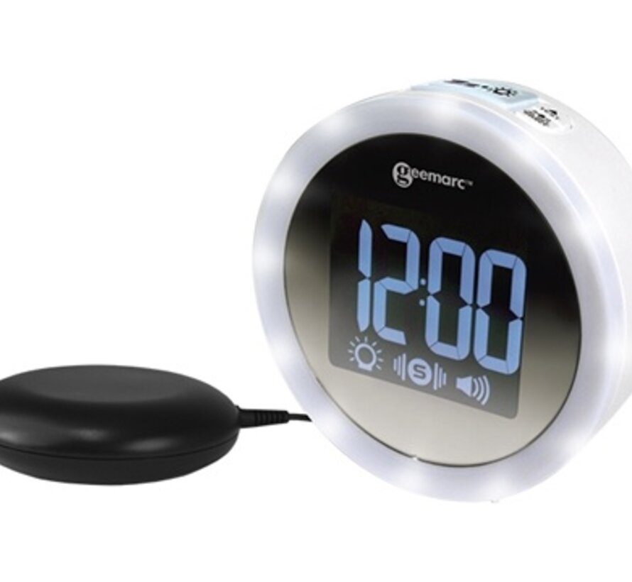 Luide wekker met trilkussen en lichtflits