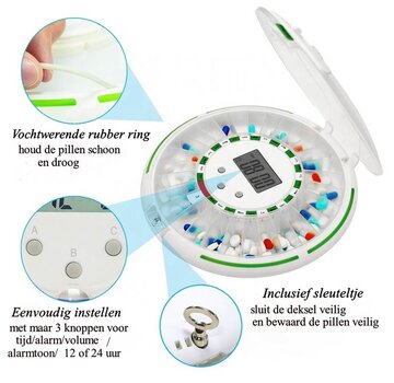 Beveiligde pillendoos met alarm