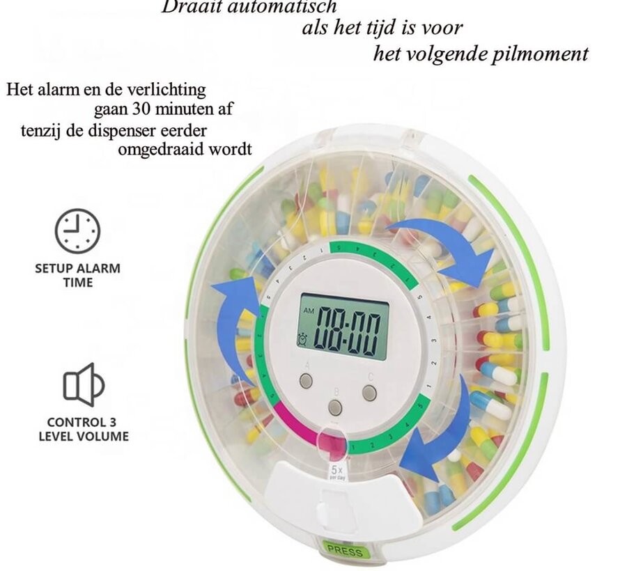 Beveiligde Automatische Pillendoos met alarm