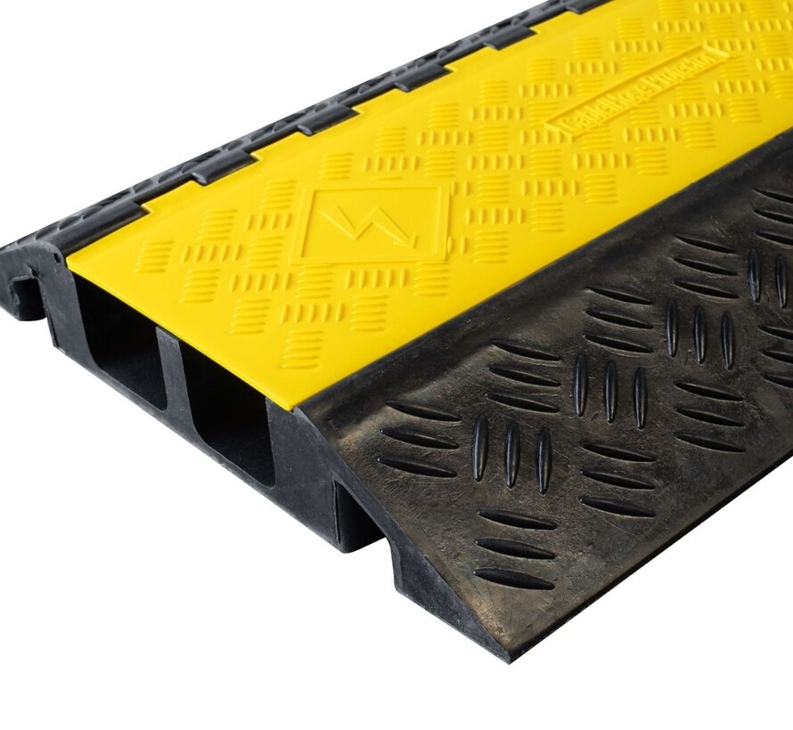 Drempelhulp (zwart) met kabelbrug (geel)