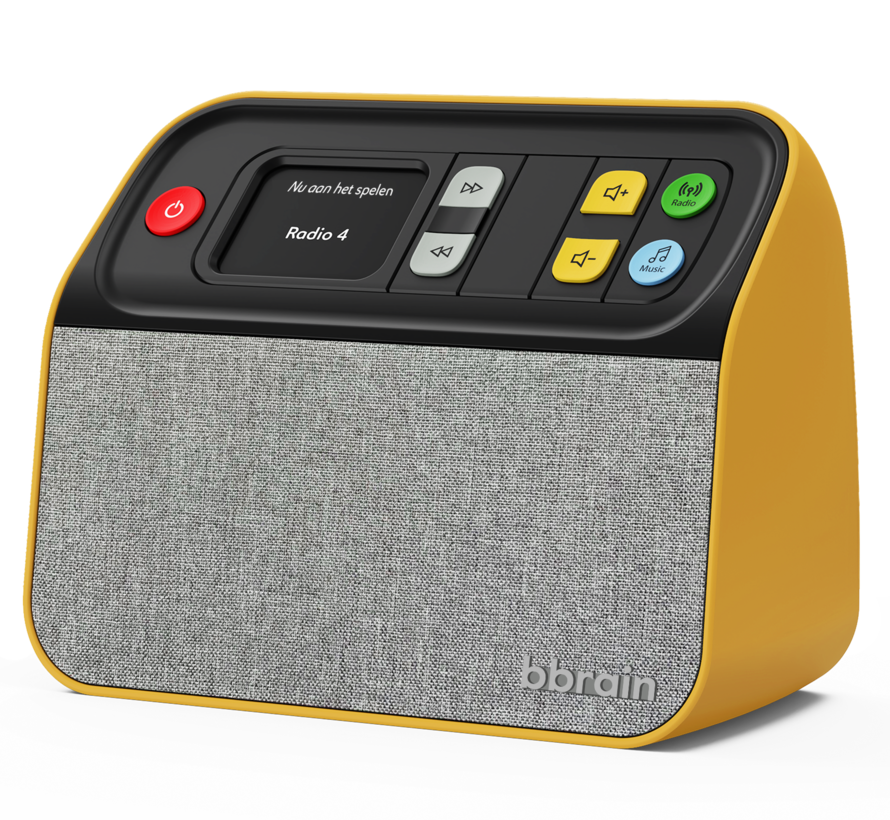 Muziekspeler/digitale radio met verbergbare knoppen (dementie)