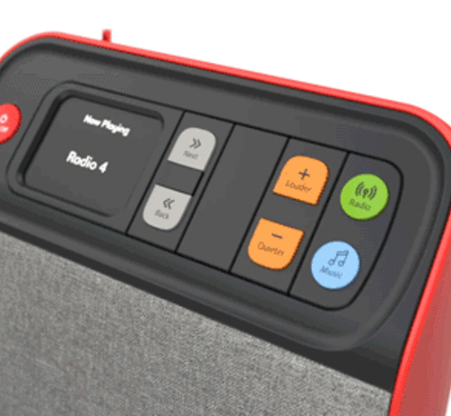 Muziekspeler/digitale radio met verbergbare knoppen (dementie)