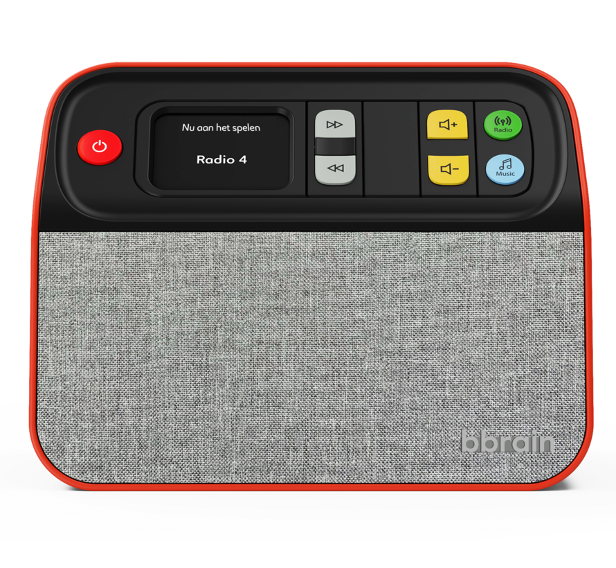 Muziekspeler/digitale radio met verbergbare knoppen (dementie)