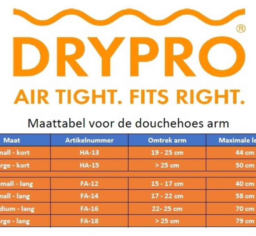 DRYPRO douchehoes voor de arm