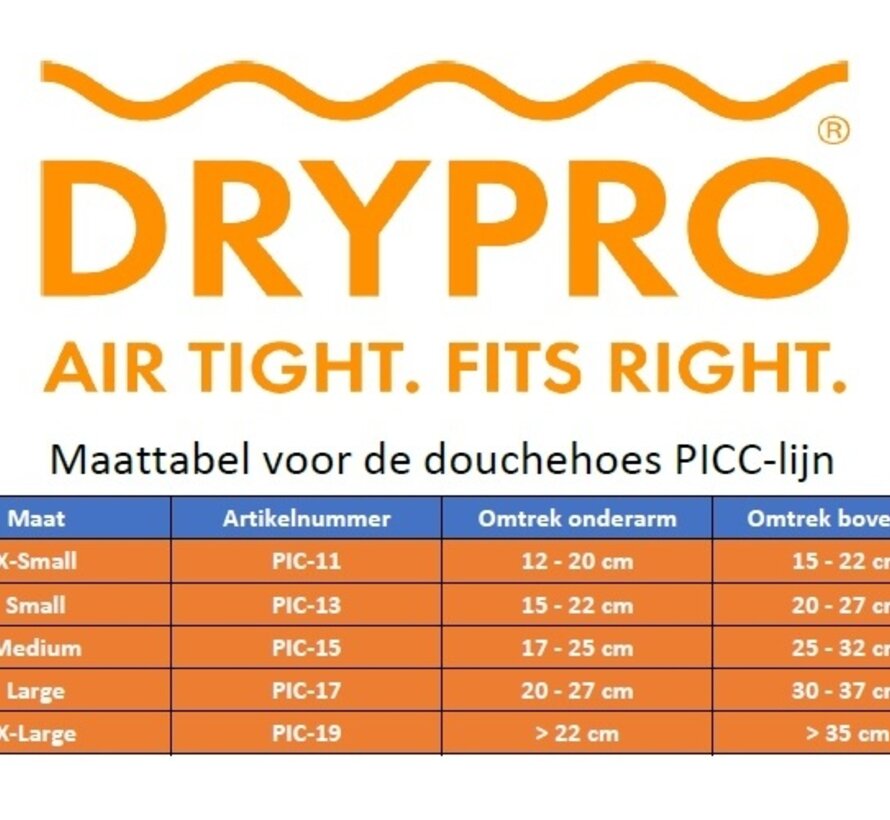 DRYPRO douchehoes voor een PICC-lijn