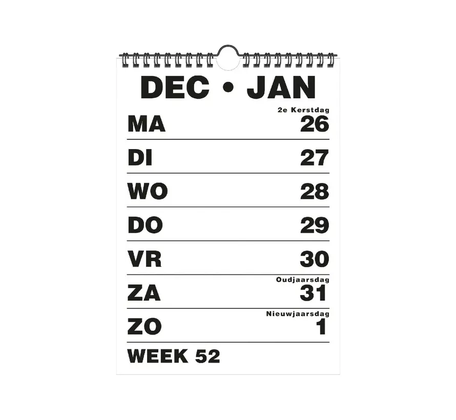 Grootletter Weekkalender  2024 - Verkrijgbaar in  A4 en A5