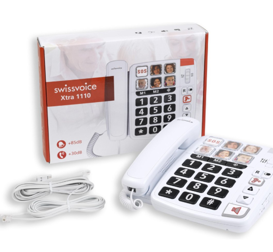 Hoorntelefoon met 6 fototoetsen wit