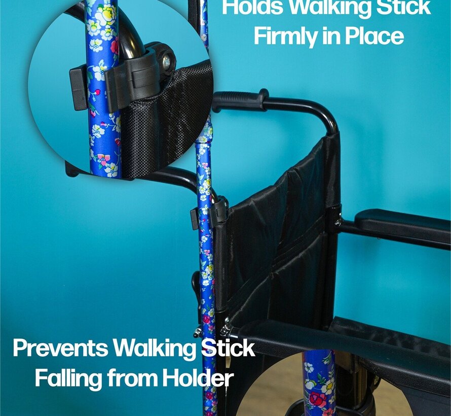 Wandelstok/kruk houder geschikt voor rolstoel & scootmobiel