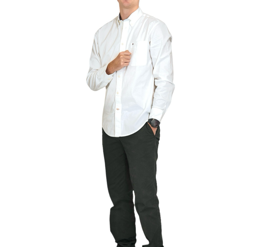 Broek met elastiek - donkergroen katoen