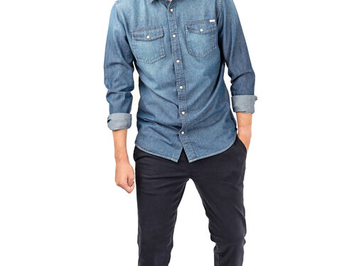 Broek met elastiek - marine katoen